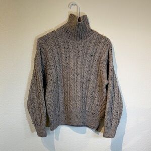 Cozy Cable Knit Turtleneck Sweater - Gray
